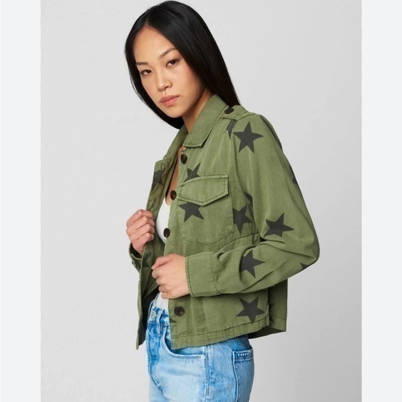 BLANKNYC Counting Stars Cotton Shirt Jacket Green Twill Buttons - Picture 1 of 8